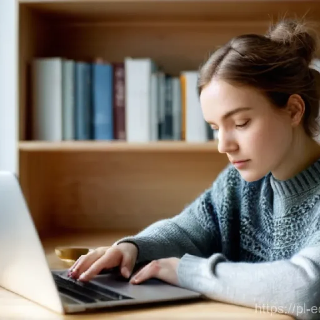 연합학습을 위한 사용자 요구 조사 - **Prompt:** "A contemplative young Polish woman, in her late 20s, sits at a light wooden desk in a c...