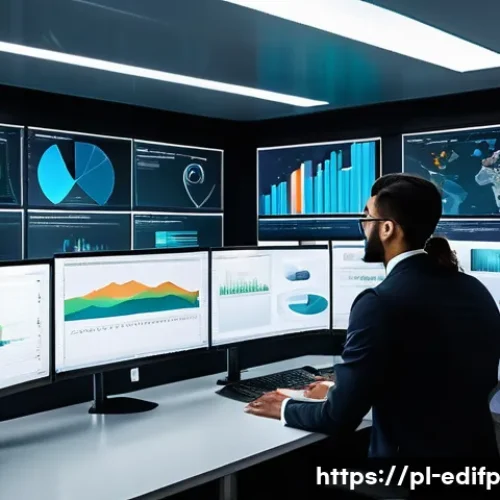 연합학습의 성과 기반 평가 방법 - A modern data science laboratory with multiple professionals collaborating on federated learning mod...