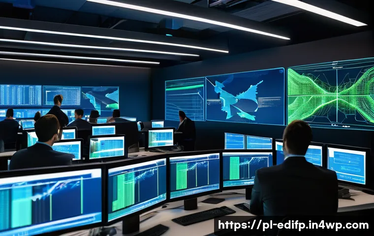 연합학습 구현 시 자주 발생하는 오류와 해결 방법 - A futuristic, high-tech network control center illustrating federated learning communication optimiz...