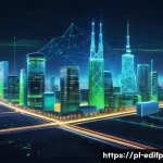 Home 21 연합학습 환경에서의 데이터 전송 방법 - A detailed futuristic illustration of a distributed federated machine learning network operating acr...