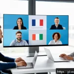 Home 23 연합학습을 위한 효과적인 협업 전략 - A diverse, international team of professionals engaged in a virtual meeting on a video conference pl...